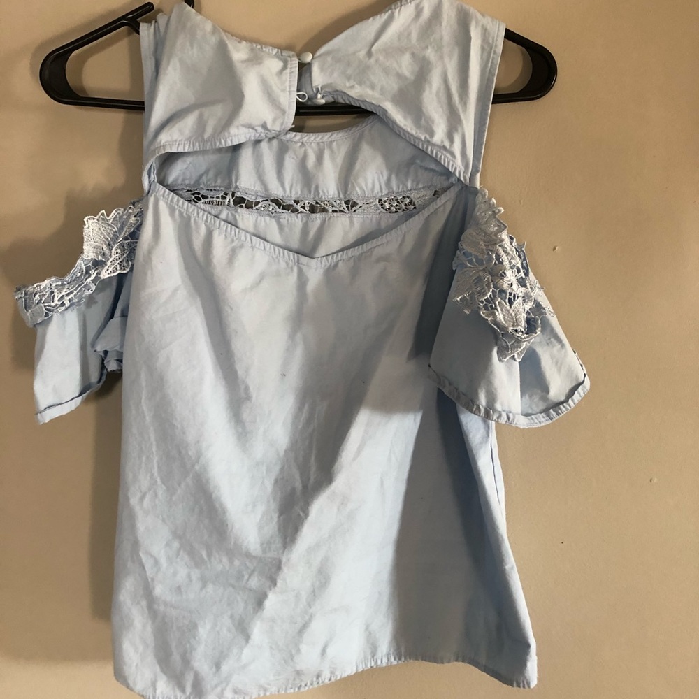 Blue off the shoulder shirt!